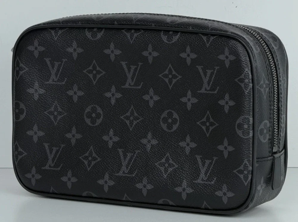 Louis Vuitton Monogram Eclipse Toilet GM Pouch Bag in Black Coated Canvas NFC S